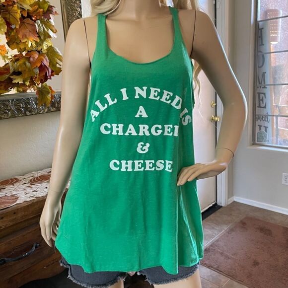 FIFTH SUN All I Need Is A Charger Racerback Tank Top in Green Size XXL New - Picture 9 of 9